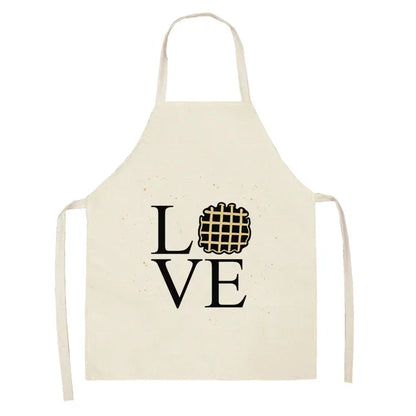 Apron: Alphabet Kitchen Aprons - Cotton Linen Bibs for Women