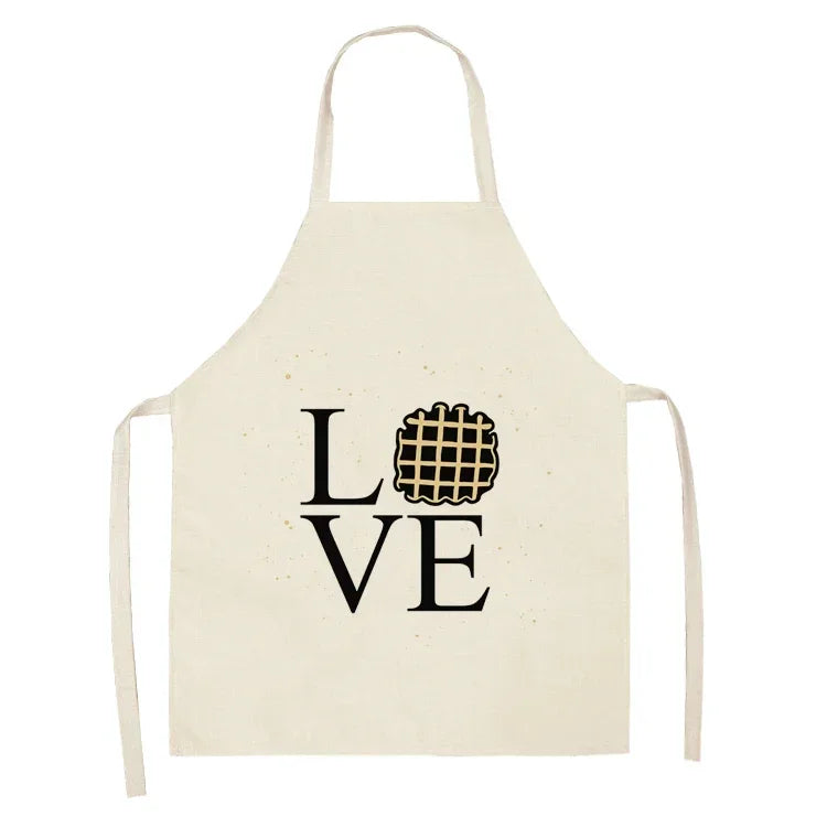 Apron: Alphabet Kitchen Aprons - Cotton Linen Bibs for Women