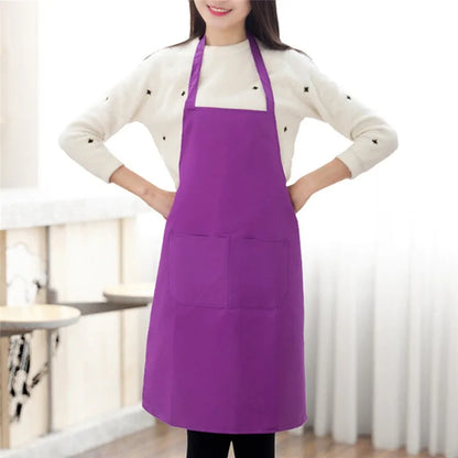 Cooking Apron: Adjustable Unisex Chef Apron with Pockets - Solid Color
