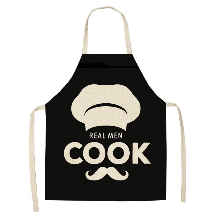 Apron: Alphabet Kitchen Aprons - Cotton Linen Bibs for Women