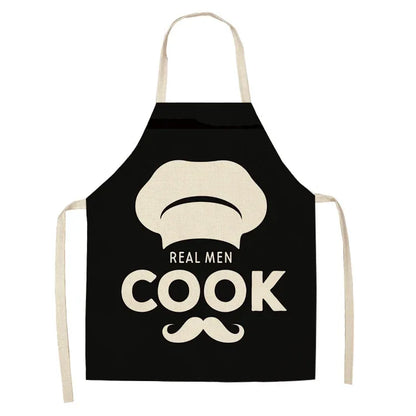 Apron: Alphabet Kitchen Aprons - Cotton Linen Bibs for Women