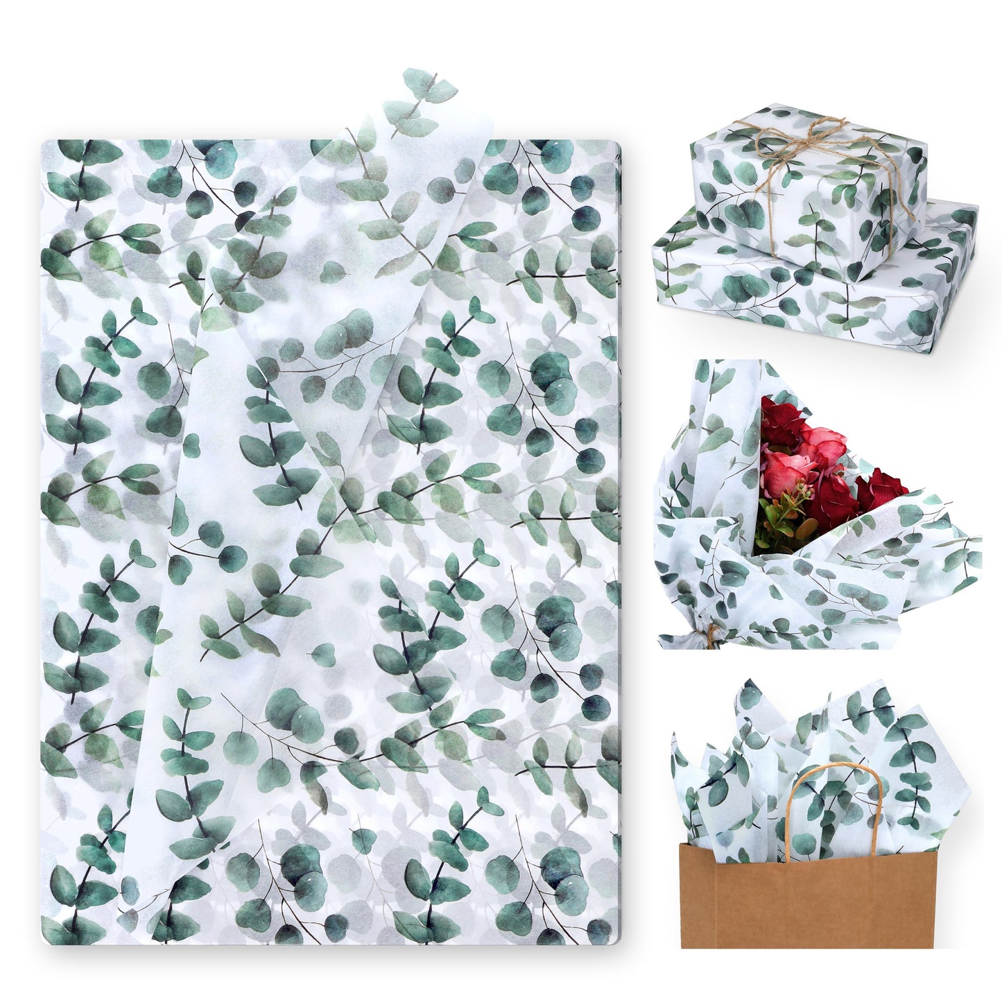Eucalyptus Tissue Paper 30/10pcs - Green Leaf Gift Wrap