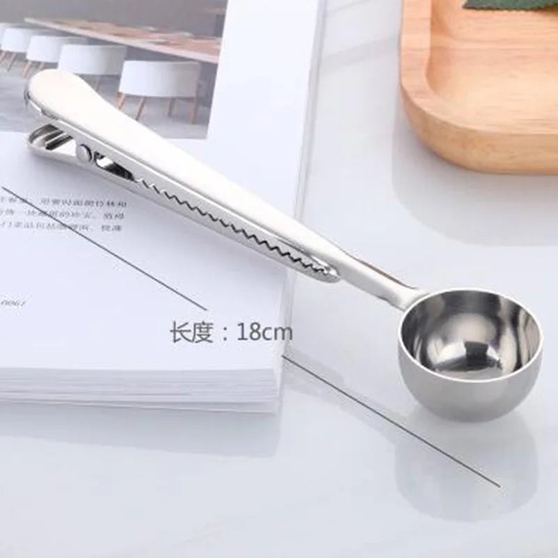 Measuring Spoon Clip: Stainless Steel Tea & Milk Powder Spoon