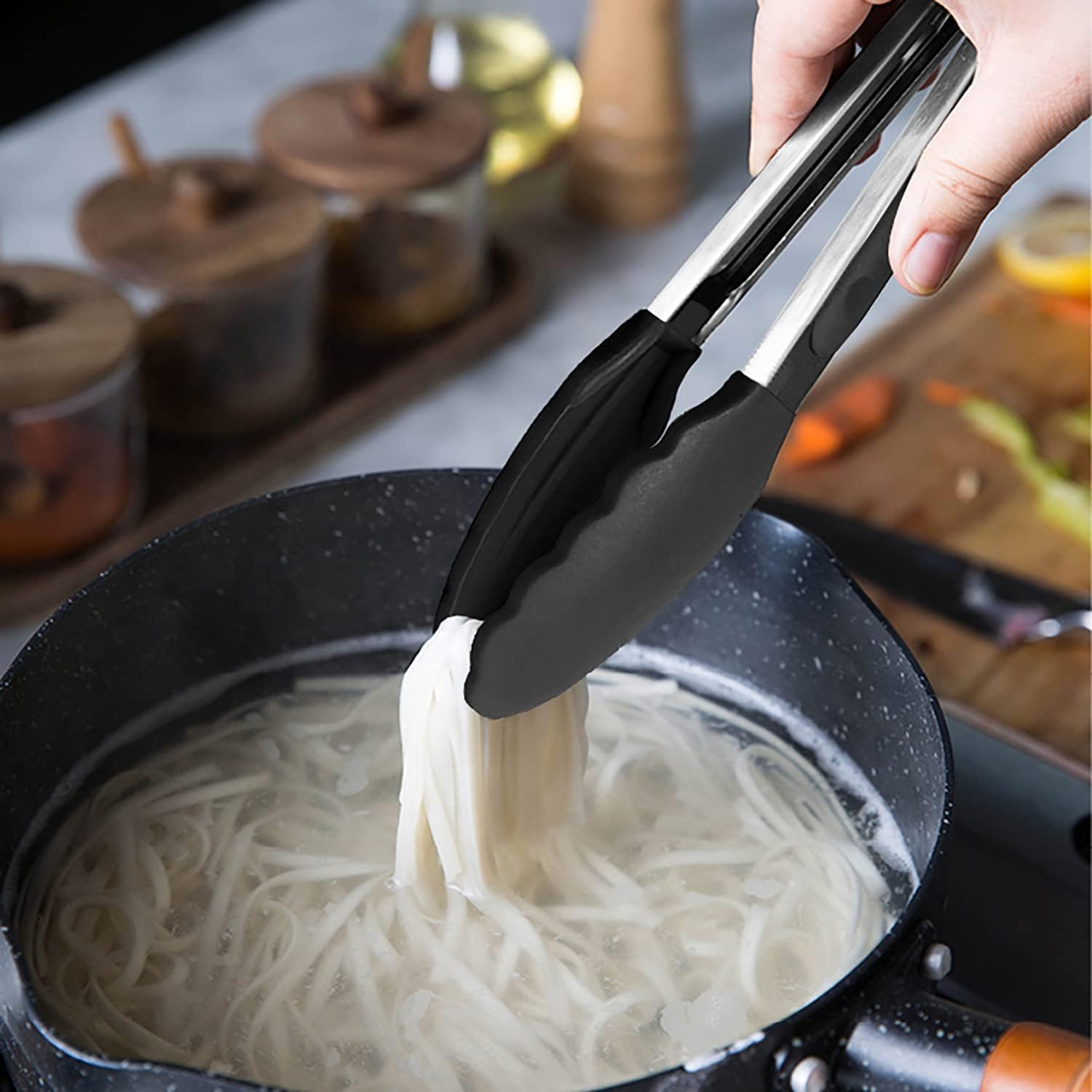 Kitchen Tongs: 3pc Silicone Tip Set 7/9/12 inch