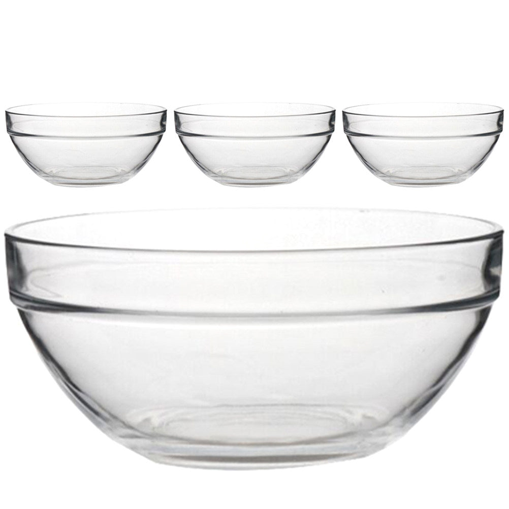 Clear Glass Bowls Set - Microwave & Fridge Safe