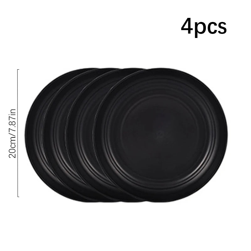 Plate Set: Black PP Cutlery Set - 4/16pcs Outdoor Camping Essentials