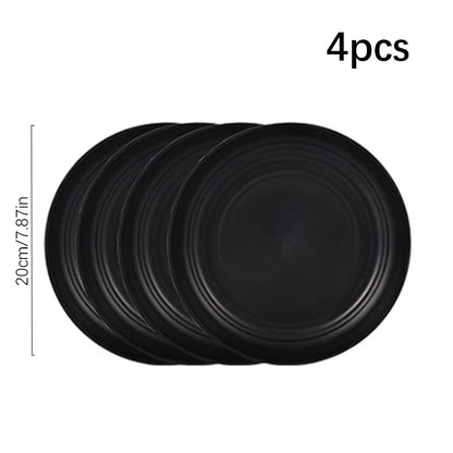 Plate Set: Black PP Cutlery Set - 4/16pcs Outdoor Camping Essentials