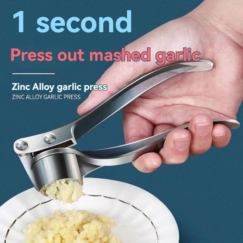 Garlic Press Anti-Skid Zinc Alloy Stainless Steel