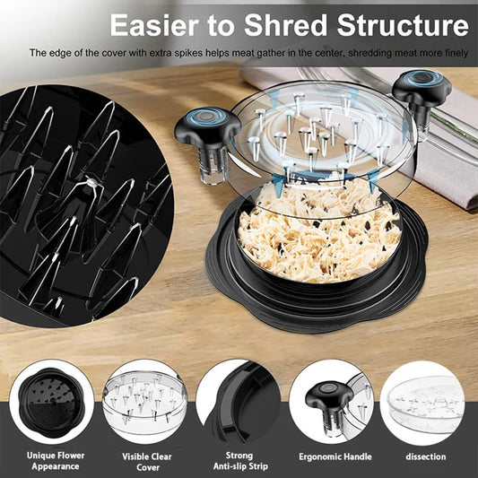 Meat Shredder: Chicken Chopper with Transparent Cover & Base