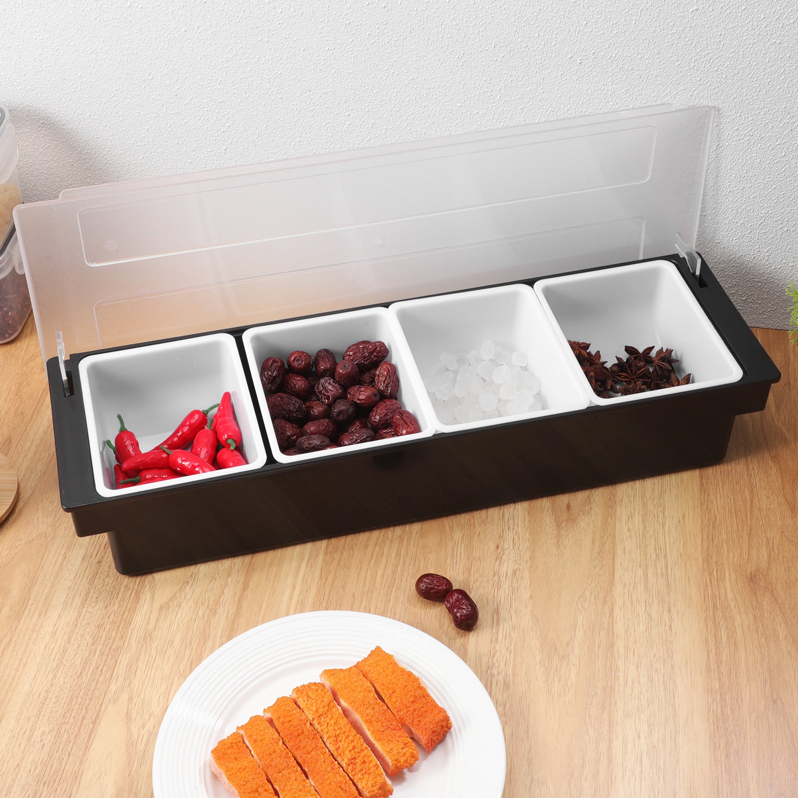 Food Storage: Fruit Box Divided Storage Containers - Plastic Serving Tray
