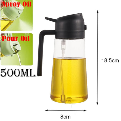 Oil Spray Bottle: 2in1 500ml: BBQ, Baking, Roasting Kitchen Tool