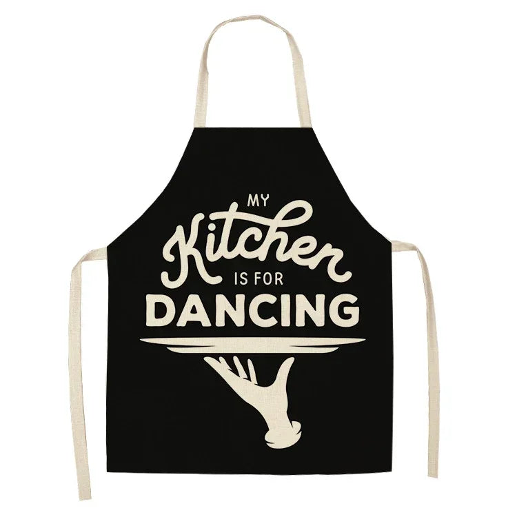 Apron: Alphabet Kitchen Aprons - Cotton Linen Bibs for Women