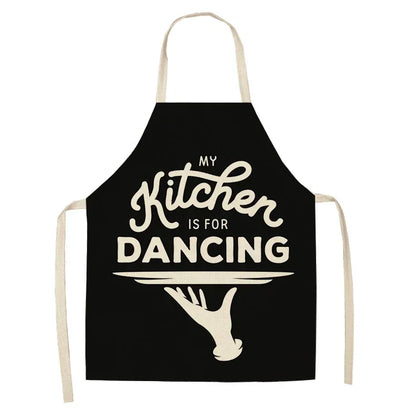 Apron: Alphabet Kitchen Aprons - Cotton Linen Bibs for Women