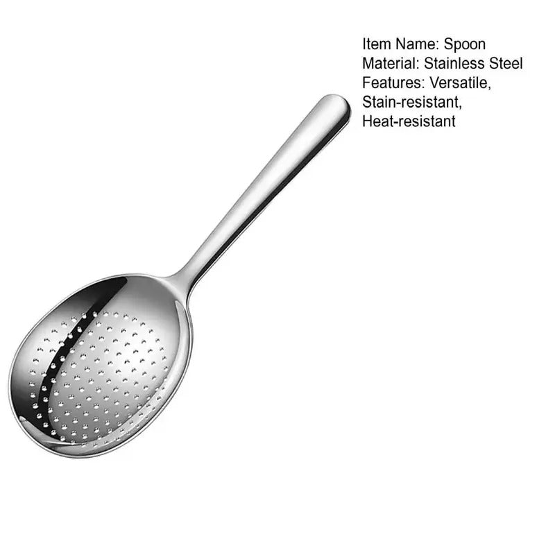 Serving Spoon: Stainless Steel Ladle - Heat Insulated Handle, Drain Hole
