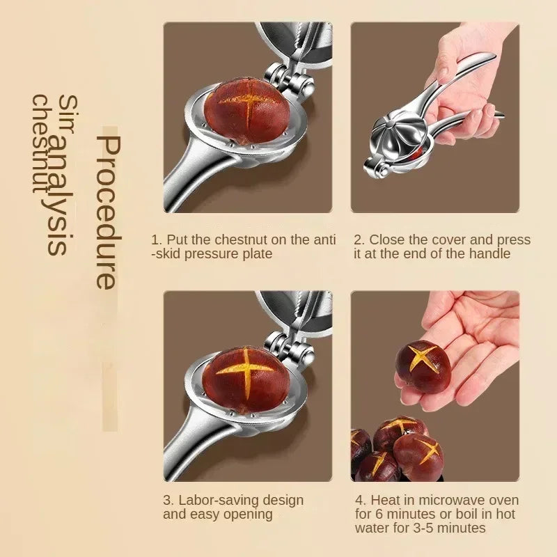 Chestnut Opener Machine Stainless Steel Quick Clip Walnut Pliers Chestnut Sheath Cutter Nut Cracker Sheller Kitchen Tool