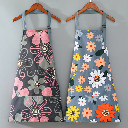 Flower Kitchen Apron: Oil-Proof, Waterproof, Unisex