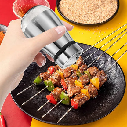 Stainless Steel Glass Bottom Salt and Pepper Seasoning Shaker Spice Dispenser Pepper Shaker BBQ Kitchen Gadgets Salt Containeri