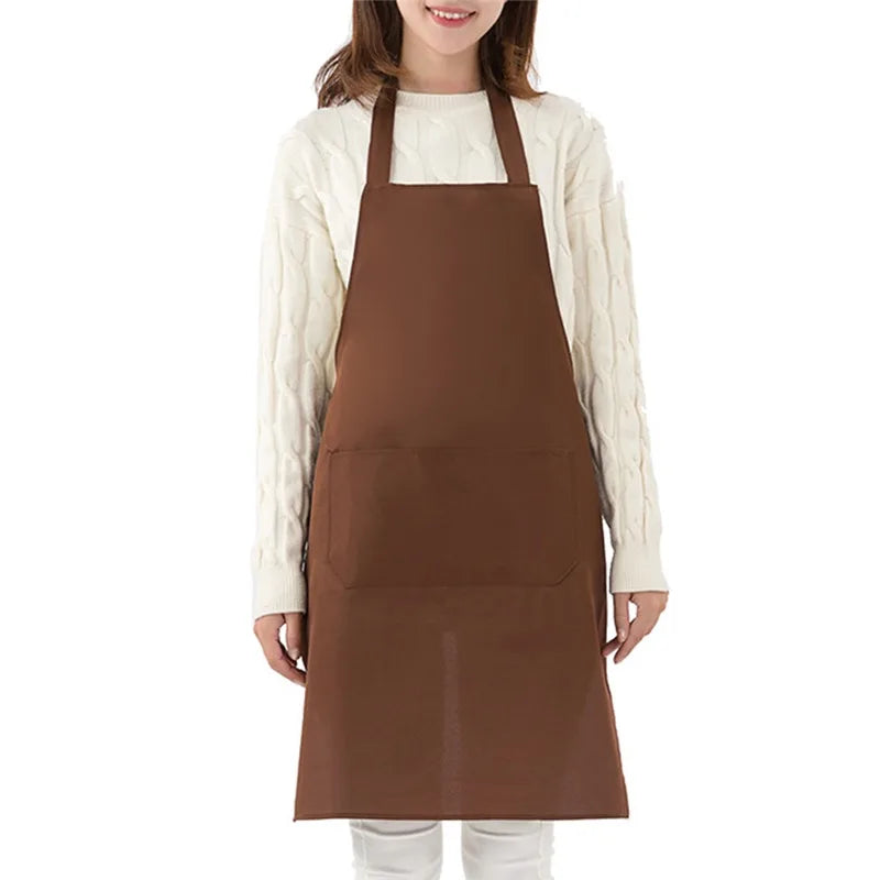 Cooking Apron: Adjustable Unisex Chef Apron with Pockets - Solid Color