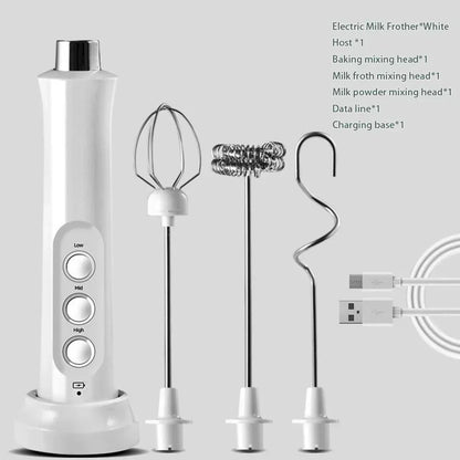 USB Rechargeable Milk Frother Mini Handheld Electric Foam Maker with 3 Speed Whisks for Latte Cappuccino Espresso Hot Chocolate Stainless Steel Egg Beater Drink Mixer Kitchen Gadgets Tools Great for Home Use and Quick Mixing