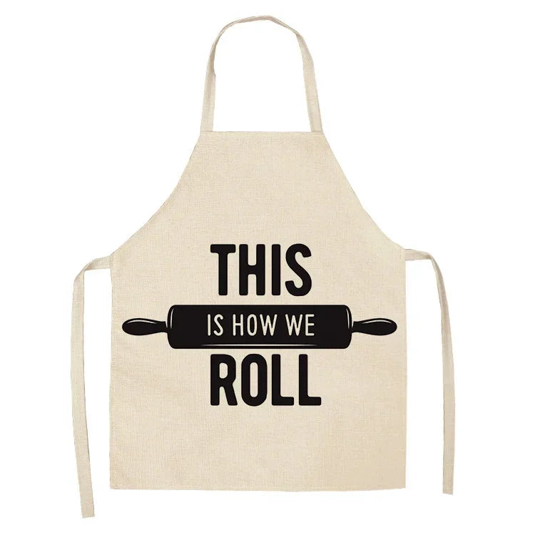 Apron: Alphabet Kitchen Aprons - Cotton Linen Bibs for Women