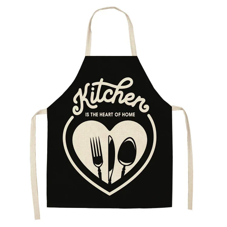 Apron: Alphabet Kitchen Aprons - Cotton Linen Bibs for Women