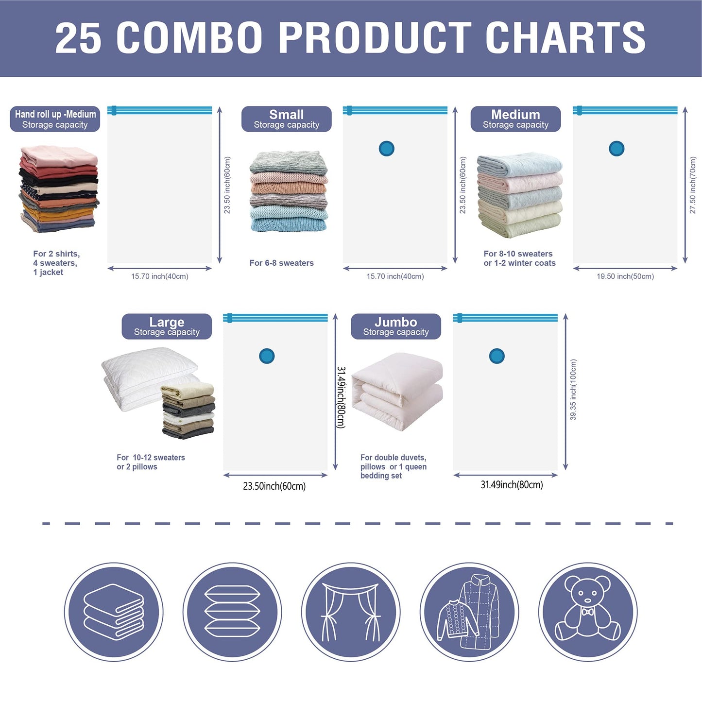 Vacuum Zip Bags 20 Pack - Space Saver for Comforters