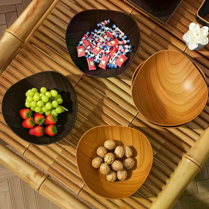 4/8PCS Wood Grain Plastic Salad Bowl - Multifunctional Salad Fruit Candy Container For Party Gathering Table Supplies