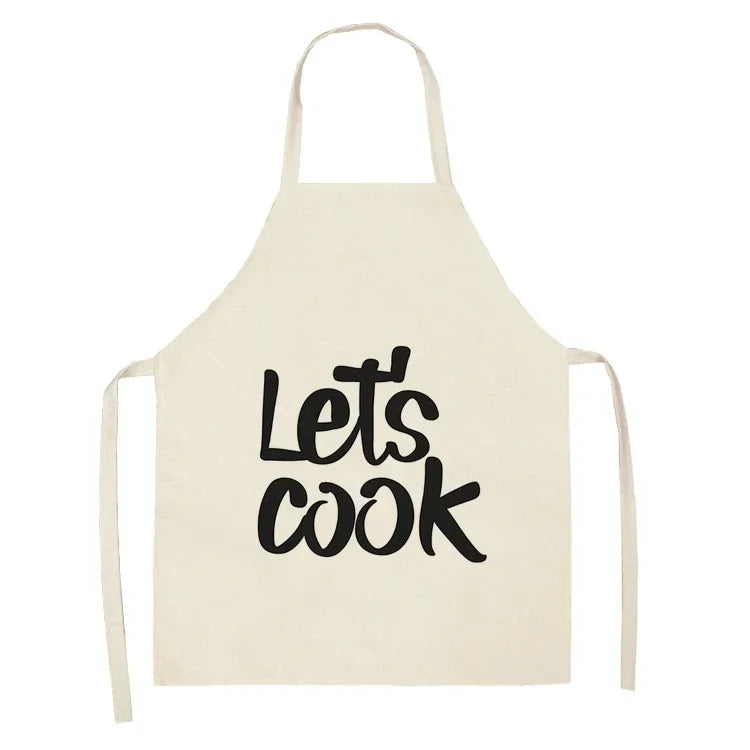 Apron: Alphabet Kitchen Aprons - Cotton Linen Bibs for Women