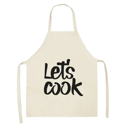 Apron: Alphabet Kitchen Aprons - Cotton Linen Bibs for Women