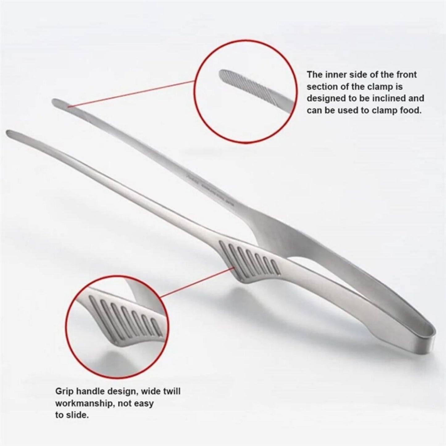 Stainless Steel Kitchen Tongs - Non-Slip, Long Handle