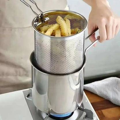 Deep Frying Pot Kitchen Fryer With Strainer Stainless Steel Tempura Fryer Pan Fry Pot Chicken Fried Chicken Cooking Tools
