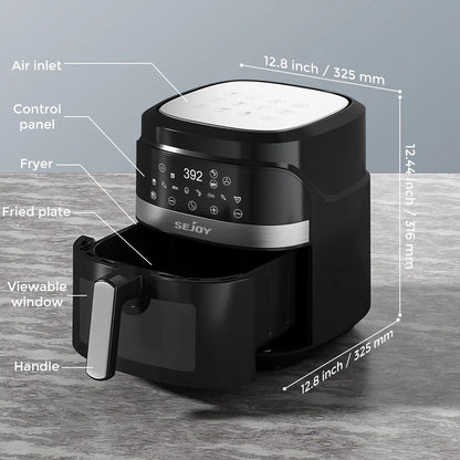 8-in-1 Air Fryer 6 Qt, Premium Ceramic Coating,Precise Heating for Even Results, Air Fry, Roast, Bake, Broil,Frozen, Proof,120V