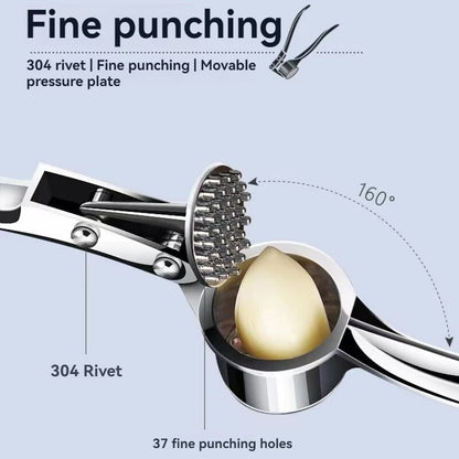 Garlic Press Anti-Skid Zinc Alloy Stainless Steel