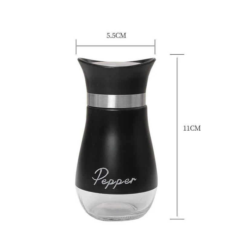 Glass Spice Bottle Adjustable Refillable Salt and Pepper Shakers with Shelf Spice Dispenser Pour Holes Kitchen Gadget