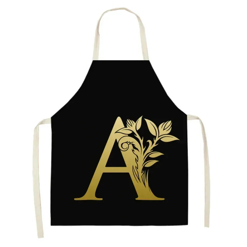 Apron: Alphabet Kitchen Aprons - Cotton Linen Bibs for Women