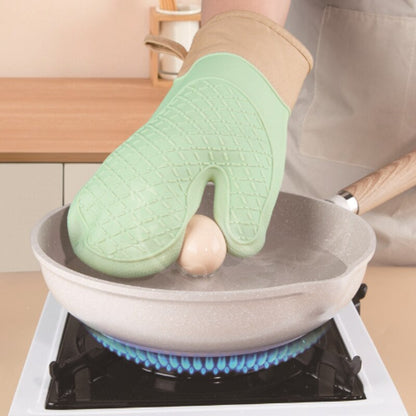 Oven Mitts: Silicone Heat-Resistant Kitchen Glove, Anti-Slip, Thickened