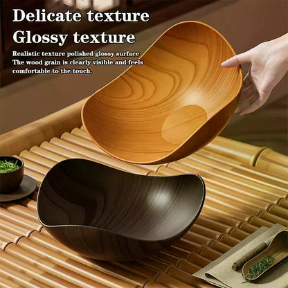 4/8PCS Wood Grain Plastic Salad Bowl - Multifunctional Salad Fruit Candy Container For Party Gathering Table Supplies