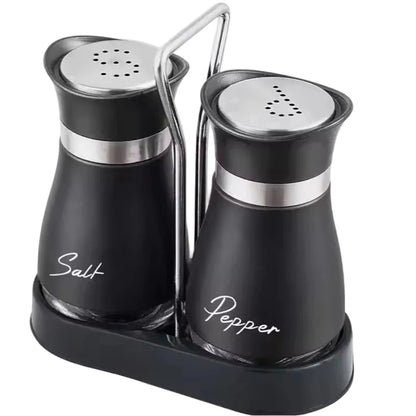 Glass Spice Bottle Adjustable Refillable Salt and Pepper Shakers with Shelf Spice Dispenser Pour Holes Kitchen Gadget