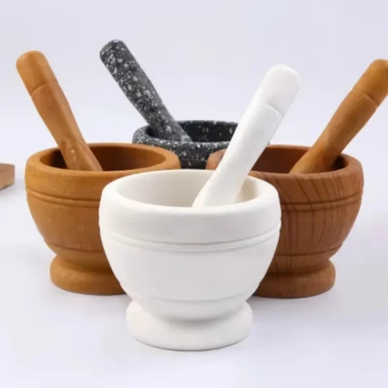 Manual Garlic Crusher Mortar And Pestle Multifunctional Spice Grinder Herb Medicine Grinding Bowl Kitchen Tool Set