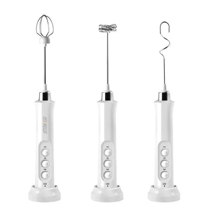USB Rechargeable Milk Frother Mini Handheld Electric Foam Maker with 3 Speed Whisks for Latte Cappuccino Espresso Hot Chocolate Stainless Steel Egg Beater Drink Mixer Kitchen Gadgets Tools Great for Home Use and Quick Mixing