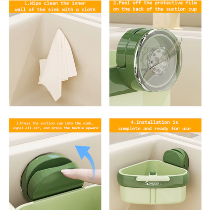 Strainer Suction Cup Sink Rack - Corner Waste Catcher