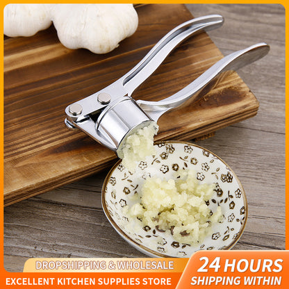 Garlic Press: Stainless Steel Garlic Press - Handheld Crusher & Mincer