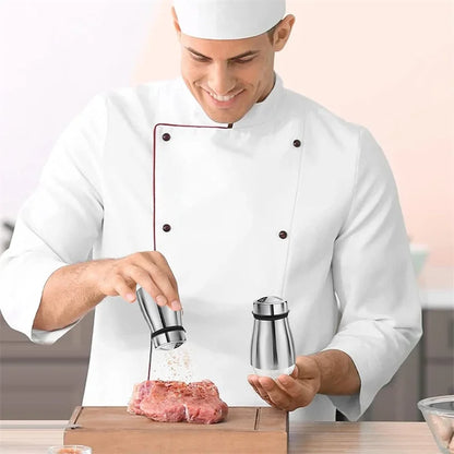 Stainless Steel Glass Bottom Salt and Pepper Seasoning Shaker Spice Dispenser Pepper Shaker BBQ Kitchen Gadgets Salt Containeri