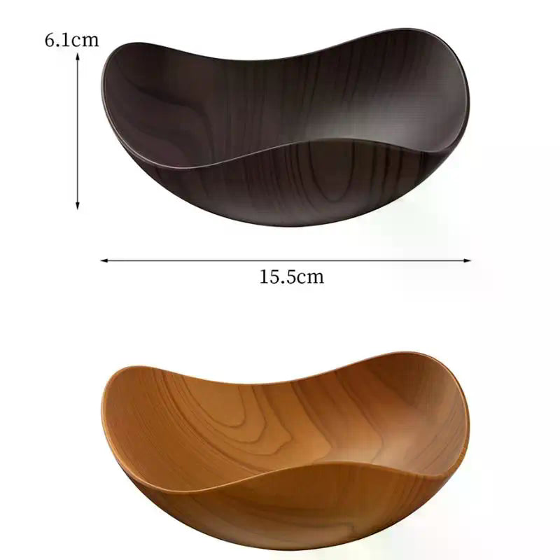 4/8PCS Wood Grain Plastic Salad Bowl - Multifunctional Salad Fruit Candy Container For Party Gathering Table Supplies