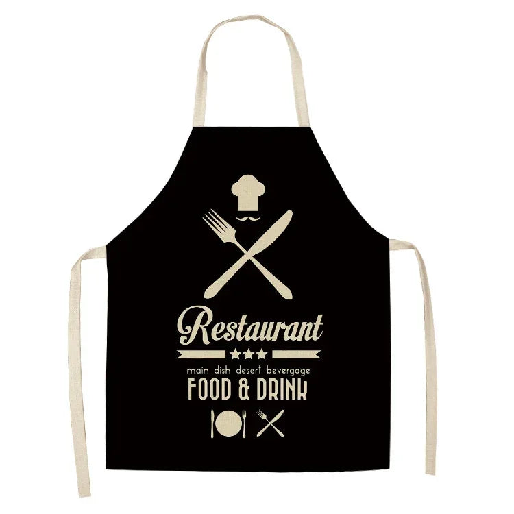 Apron: Alphabet Kitchen Aprons - Cotton Linen Bibs for Women