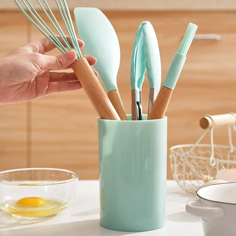 Silicone Kitchenware Utensils Set - 12PCS Non-Stick Cookware