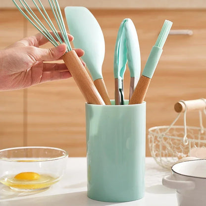 Silicone Kitchenware Utensils Set - 12PCS Non-Stick Cookware