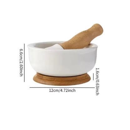 1PC Ceramic Mortar Pestle Manual Grinder European‑Style Pepper Grinding Bowl Crusher for Household Kitchen Use