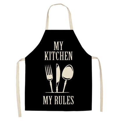 Apron: Alphabet Kitchen Aprons - Cotton Linen Bibs for Women