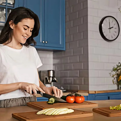 Nifogo 5 Pack Bamboo Cutting Boards Set with Juice Groove, Multipurpose Wooden Kitchen Chopping Boards for Meat, Vegetables, Bread, Serving Tray